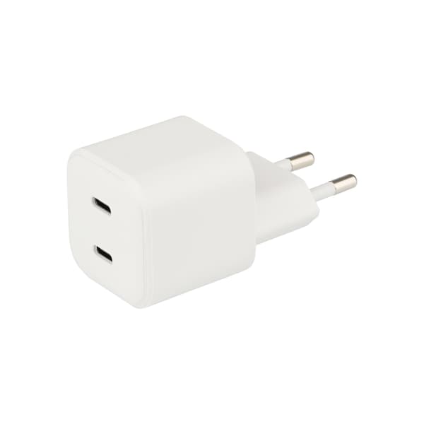 Vægoplader 2xUSB-C 35W PD Nano PPS White