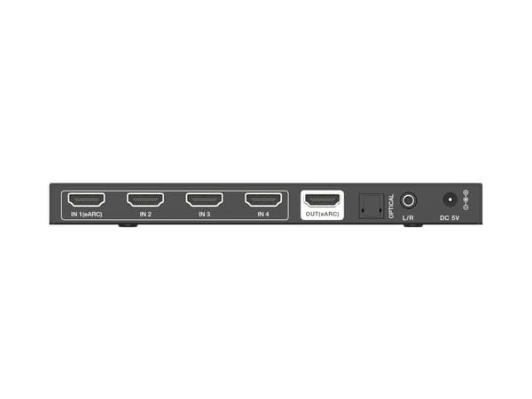 NÖRDIC 8K HDMI 2.1 eARC/ARC Switch og Extractor 4 til 1 Optisk SPDIF & Stereo CEC HDR Dolby Atmos, True HD, Digital Plus, DTS-HD Master Black