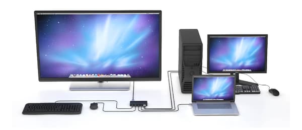 NÖRDIC KVM-kytkin 2-1 USB-C & HDMI 4K60Hz 2xUSB-A Black