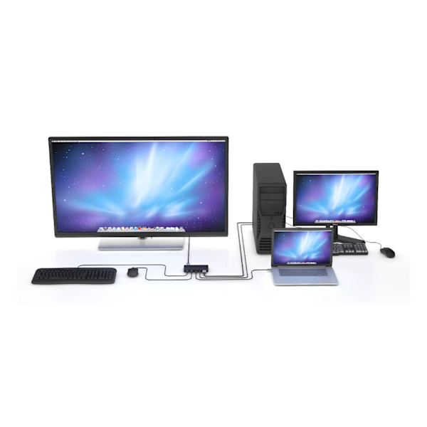 NÖRDIC KVM-switch 2 til 1 USB-C & HDMI 4K60Hz 2xUSB-A Black