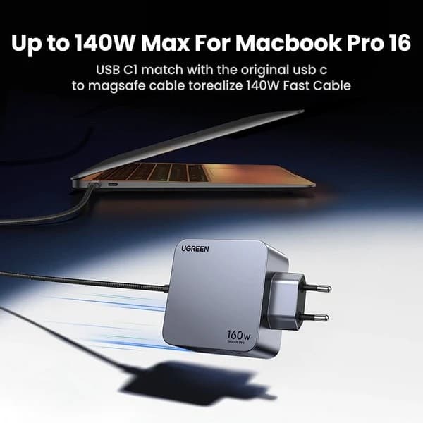 UGREEN Nexode X 160W USB C-oplader, PD 3.1 4-Port GaN-oplader Grey