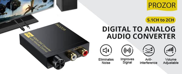 NÖRDIC Digital 5.1CH koaksiaalinen/Toslink - Analog DAC 192Khz DTS Dolby AC3 Black