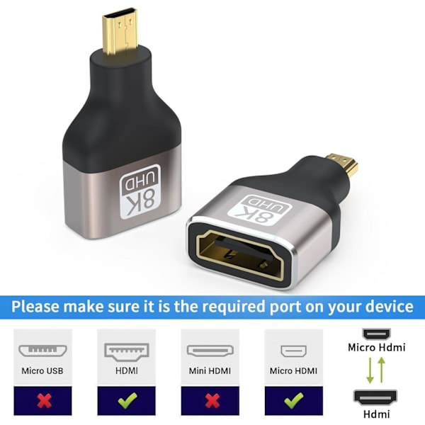 NÖRDIC HDMI 8K -sovitin HDMI naaras - Micro HDMI uros