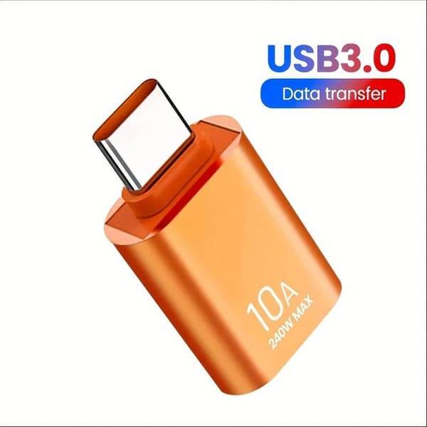 NÖRDIC USB-A 3.1 OTG hun til USB C hanadapter, USB-C adapter til synkronisering og opladning, aluminium orange Orange