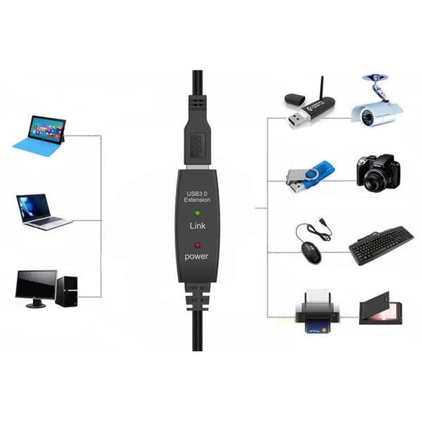 NÖRDIC Active 5M USB3.0 Forlængerkabel 5GBPSextension USB A Mand til Kvinde til Xbox, PS5, Oculus, Printer, Scanner, PlayStation, VR Black