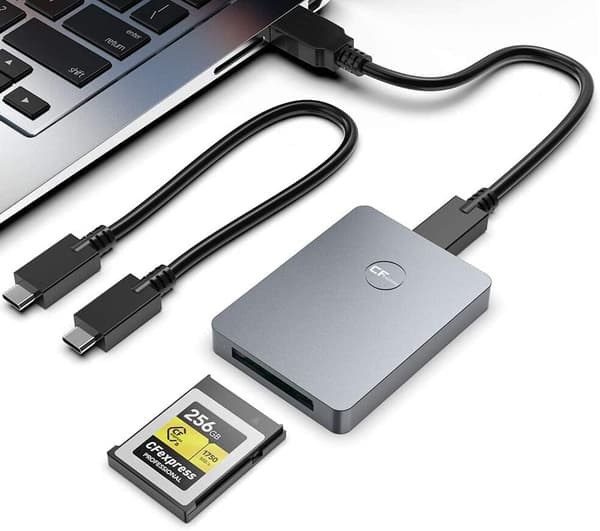NÖRDIC USB-A&USB-C 3.2 10Gbps kortinlukija CFexpress A Silver