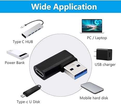 NÖRDIC USB-C hun til USB-A han vinklet adapter 90 grader Black