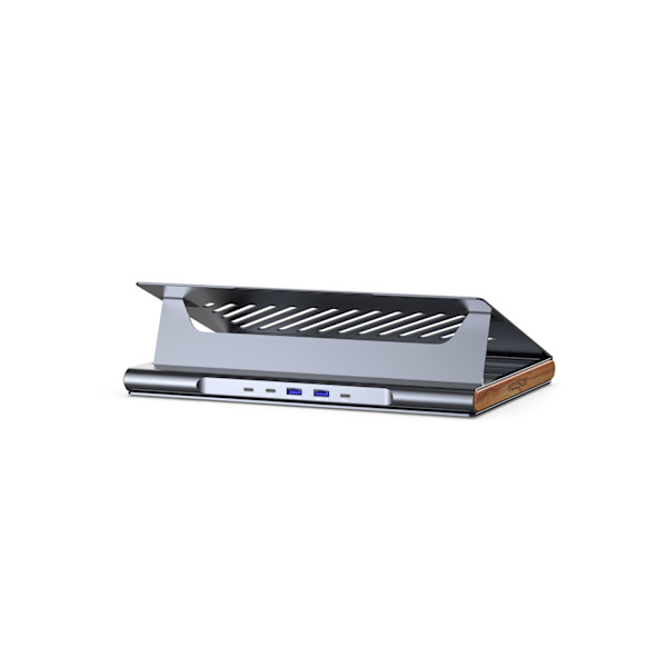 NÖRDIC bærbart stativ til bærbar computer med hub 2xUSB-A 3.1 2xUSB-C Grey