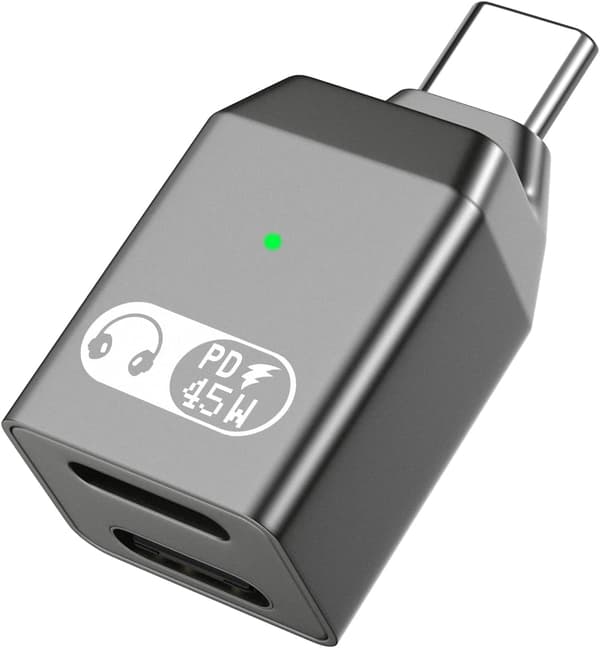 NÖRDIC USB-C til Lightning + USB-C adapter til lyd og hurtig opladning 45W