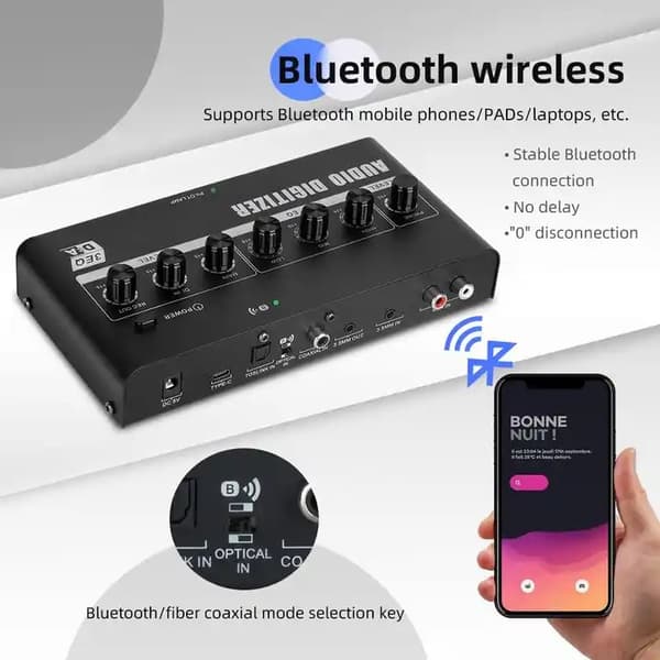 NÖRDIC digitalt og analogt lydinterface med bluetooth Black
