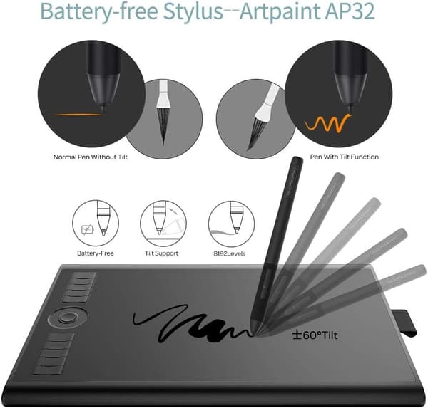 GAOMON M10K Version Pen Tablet - 25,4 x 16,9 cm grafisk tablett med 8192 tryckkänslighetsnivåer