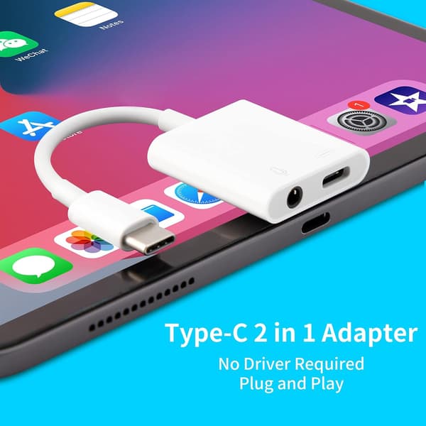 NÖRDIC USB-C til 3,5 mm lydadapter, USB-C hovedtelefonadapter og PD 60W opladning White