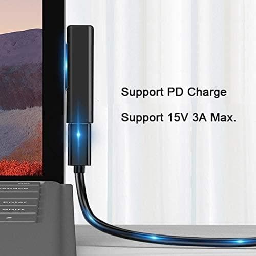 NÖRDIC USB-C laddningsadapter för Microsoft Surface 15V3A 45W Svart