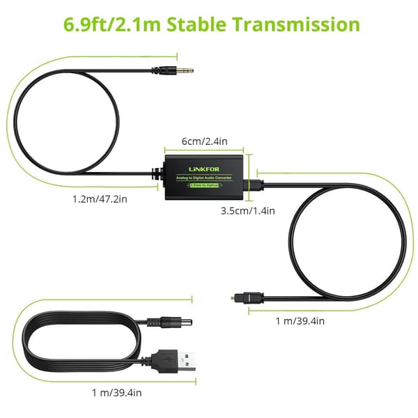 NÖRDIC 48kHz DAC analog til digital konverter 3,5 mm til SPDIF Toslink Black