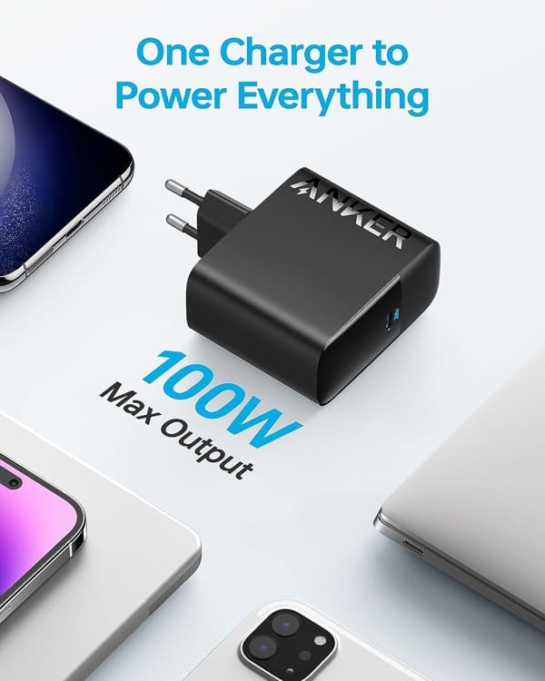 Anker 100W USB-C oplader, PIQ 3.0 kompakt hurtigoplader
