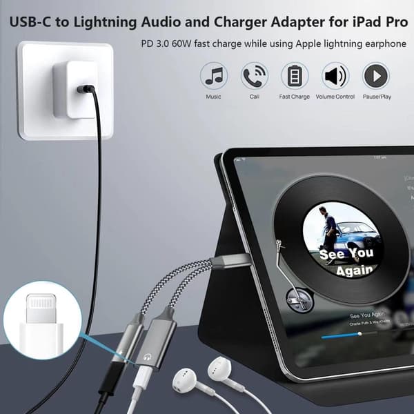 NÖRDIC USB-C – Lightning AUDIO ja PD60W-lataus