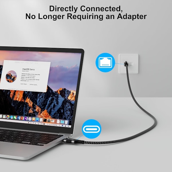 NÖRDIC 3m USB-C 3.1 til RJ45 1Gbps LAN Windows, MacOS, Linux, ChromeOS Black