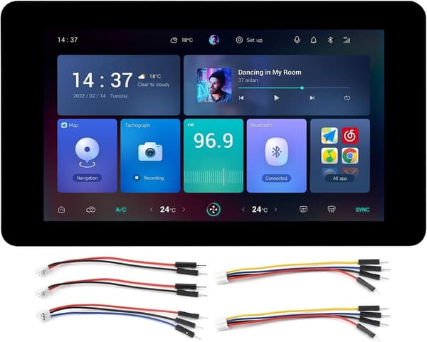 Waveshare 7" ESP32-S3 Touch Display Udviklingskort, 800 x 480, 65k RGB, 5-punkts touch, Understøtter WiFi og Bluetooth