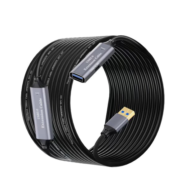 NÖRDIC Active 10m USB3.1 forlængerkabel 5Gbps USB A han til hun til Xbox, PS5, Oculus, printer, scanner, Playstation, VR USB forlængerkabel Black