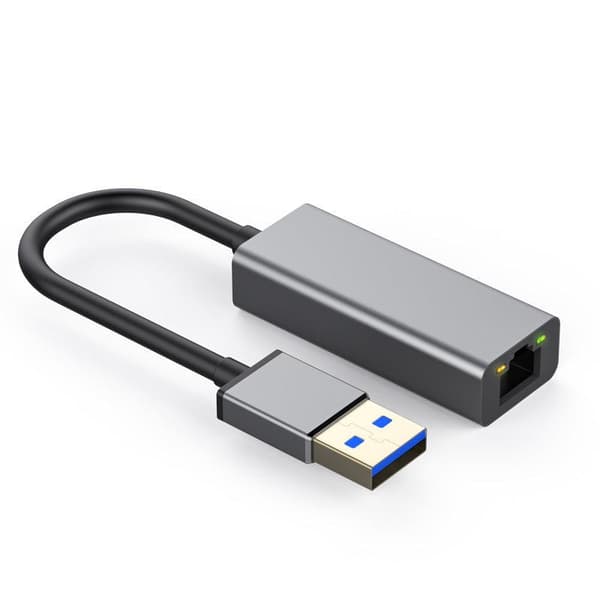 NÖRDIC USB A 3.1 til Giga Ethernet netværk adapter 17cm plads grå aluminium Grey