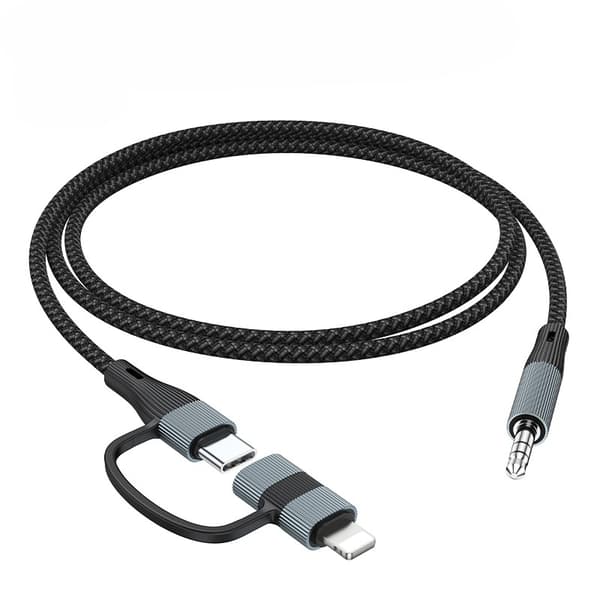 NÖRDIC Audio-adapteri USB-C/Lightning – 3,5 mm stereo 13 cm
