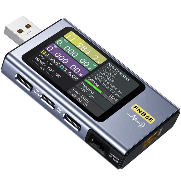FNIRSI Digital USB tester voltmeter och kabeltestare Silver