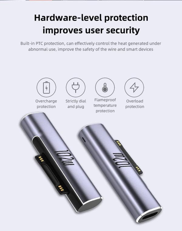 NÖRDIC USB-C lataussovitin Microsoft Surfacelle 15V 6.8A 102W Silver