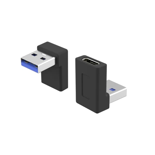 NÖRDIC USB-C naaras-USB-A urossovitin 90 astetta kulmassa Black