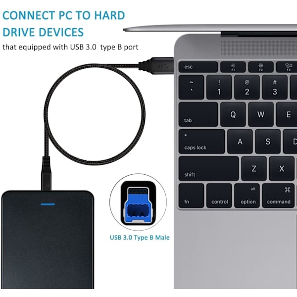 NÖRDIC USB 3.1-kabel USB-C til USB B 5Gbps 1m USB-printer