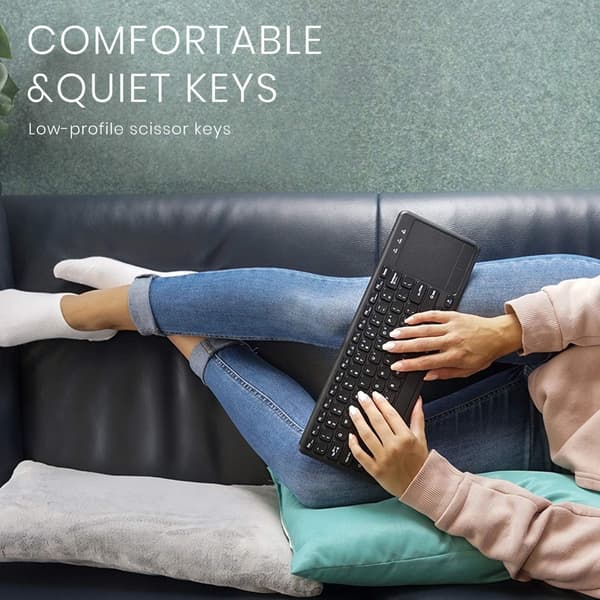 NÖRDIC trådløst 2.4G tastatur med touchpad 78 taster IOS Android Windows US layout Black