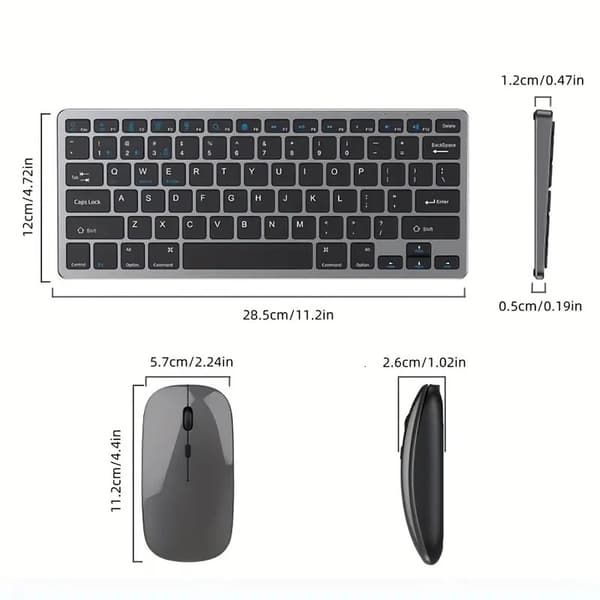 NÖRDIC US layout trådlös Bluetooth och 2.4G mus och tangentbord kit grå