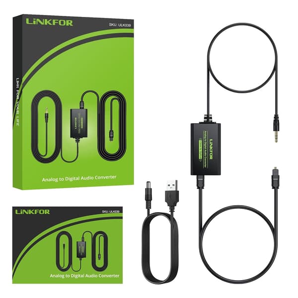 NÖRDIC 48kHz DAC analog til digital konverter 3,5 mm til SPDIF Toslink Black