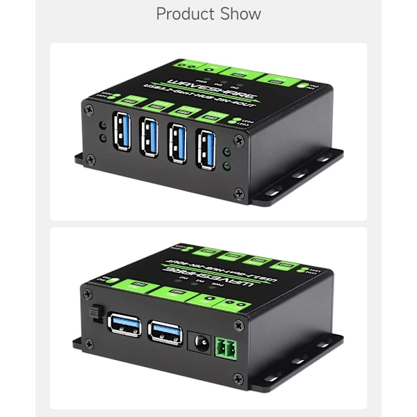 Industriel USB HUB til 2 computere til 4 USB 3.2-porte, skiftbar, monterbar, kompatibel med Windows Linux Mac