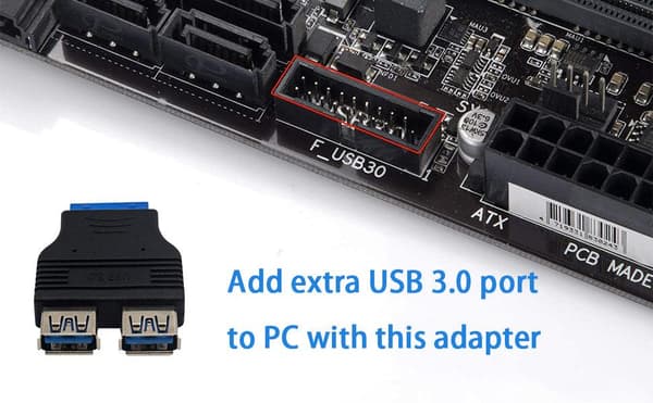 NÖRDIC USB 3.0 20 nastainen otsikko 2xUSB-A 3.0 sovittimeen