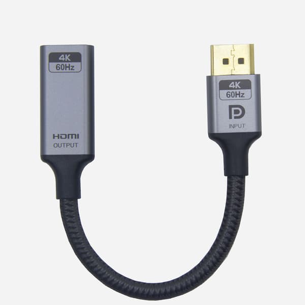 NÖRDIC 20cm Displayport til HDMI 4K60Hz Dynamic HDR 18Gbps Grey