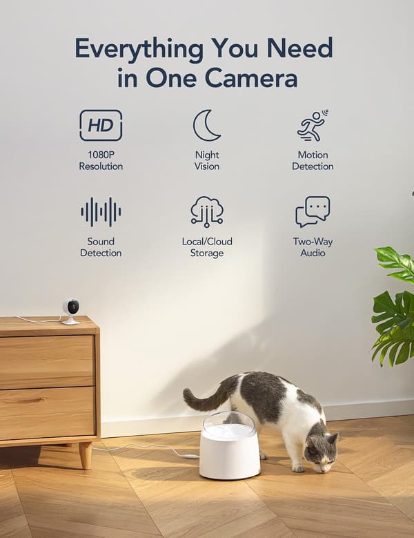 GNCC 1080p Övervakningskamera för inomhusbruk, 4-pack, 2,4G WiFi