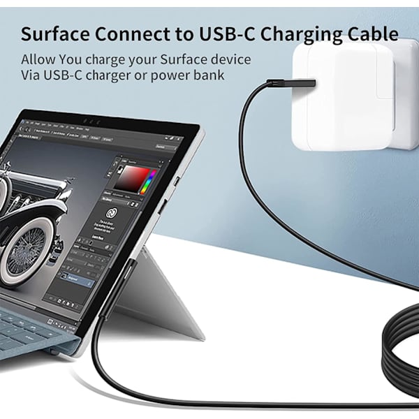 NÖRDIC 1m Ladekabel til Microsoft Surface 15V3A 45W Black