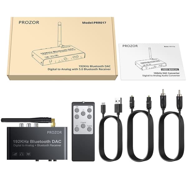 Digital til analog konverter med Bluetooth, 192 khz DAC stereo Black