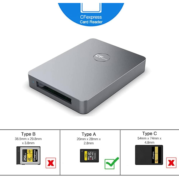 NÖRDIC USB-A&USB-C 3.2 10 Gbps kortlæser CFexpress A Silver