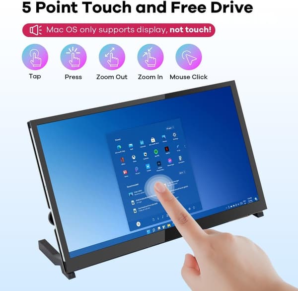 NÖRDIC 10,1" Touchskærm, 1024x600 IPS LCD-panel med kapacitiv touch, HDMI-skærm til Raspberry Pi