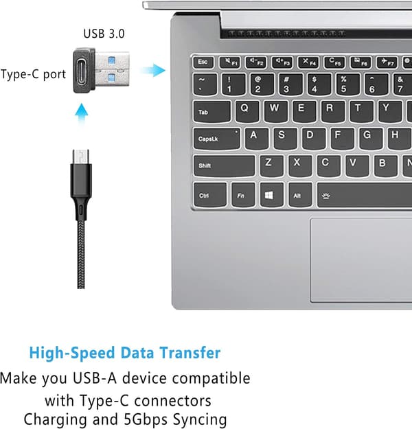 NÖRDIC USB-C naaras-USB-A urossovitin 90 astetta kulmassa Black