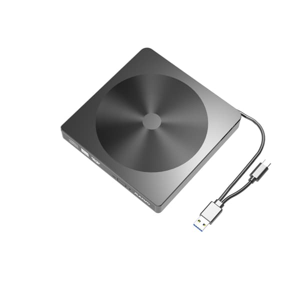 Maiwo K523 Slim ekstern USB DVD/CD-afspiller både USB-C og USB-A Eksternt optisk drev