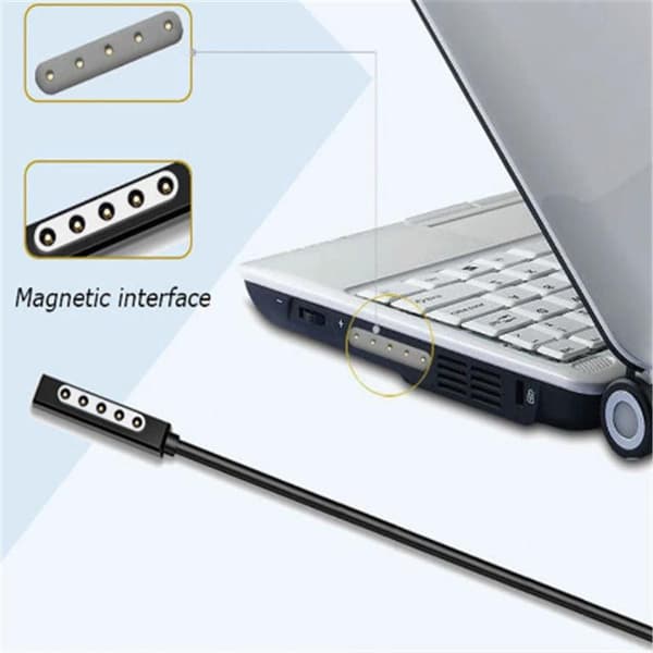NÖRDIC 1,5m USB laddarkabel 12V3A för Surface Pro 1/2 Svart