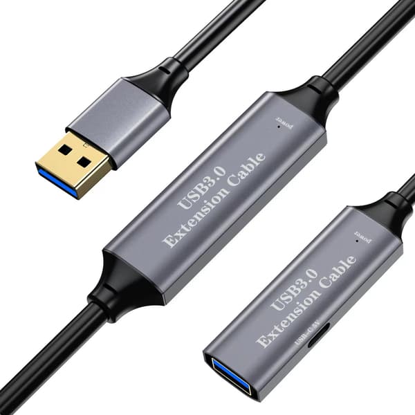NÖRDIC Active 10m USB3.1 forlængerkabel 5Gbps USB A han til hun til Xbox, PS5, Oculus, printer, scanner, Playstation, VR USB forlængerkabel Black