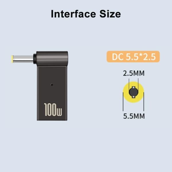 NÖRDIC USB-C til Laptopopladningsadapter, USB-C til DC-stik, 100W PD, opladningsadapter til bærbar computer 18–20V 5,5×2,5mm