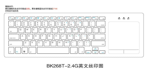 NÖRDIC trådløst 2.4G tastatur med touchpad 78 taster IOS Android Windows US layout Black