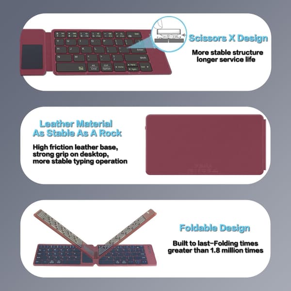NÖRDIC Bluetooth-tangentbord med touchpad, ultratunt och portabelt för Windows, Mac, iOS och Android, US-layout
