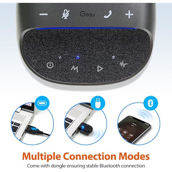 NÖRDIC Konferencehøjttaler med Bluetooth USB-adapter og 4 mikrofoner til PC, Støjreduktion