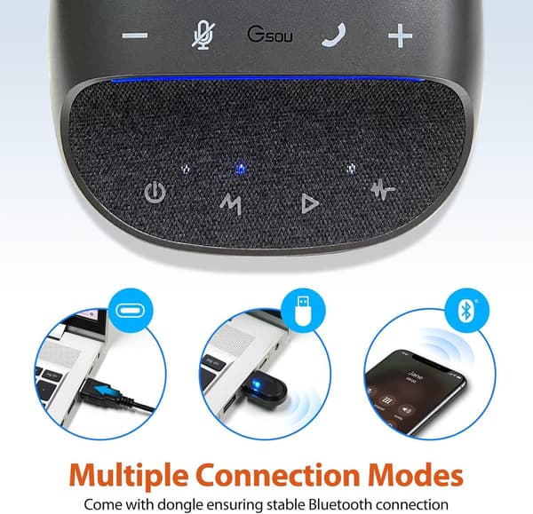 NÖRDIC Konferenshögtalare med Bluetooth USB-adapter och 4 mikrofoner för PC, Brusreducering