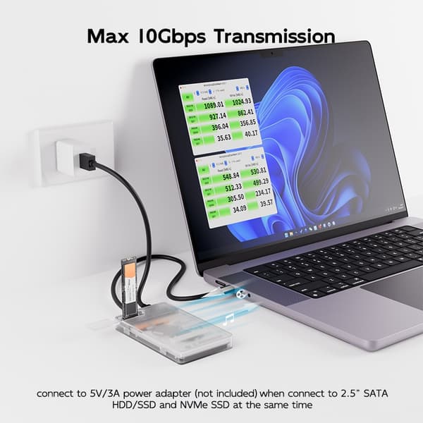 Maiwo K2578P2 2,5" SATA HDD, SSD & M.2 NVMe kotelo 10Gbps